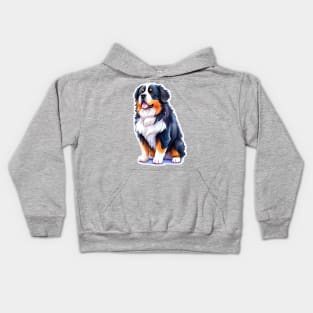 Photo of a Bernese mountain dog with black, white, and brown fur Kids Hoodie